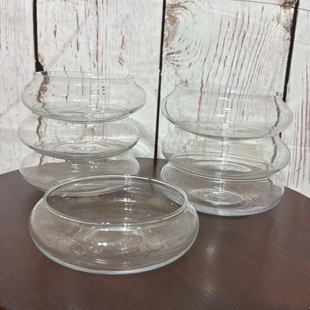 Shallow Glass Bowl Floral Vase or Terrarium 7 Pc lot Used for Table Centerpieces